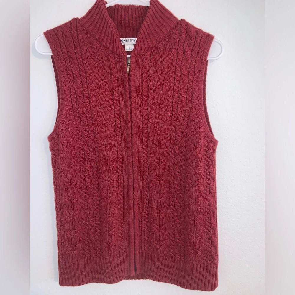 Vintage Pendleton Cable Knit Sweater Vest Zip Up